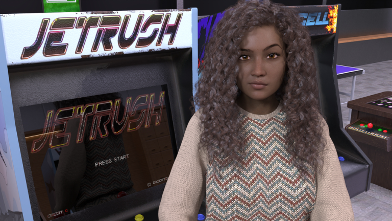 Jessica at the arcade.