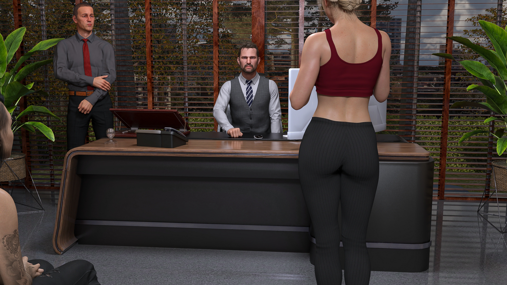 Mr Noonan glares at you while his daughter pleads with him not to hurt you.